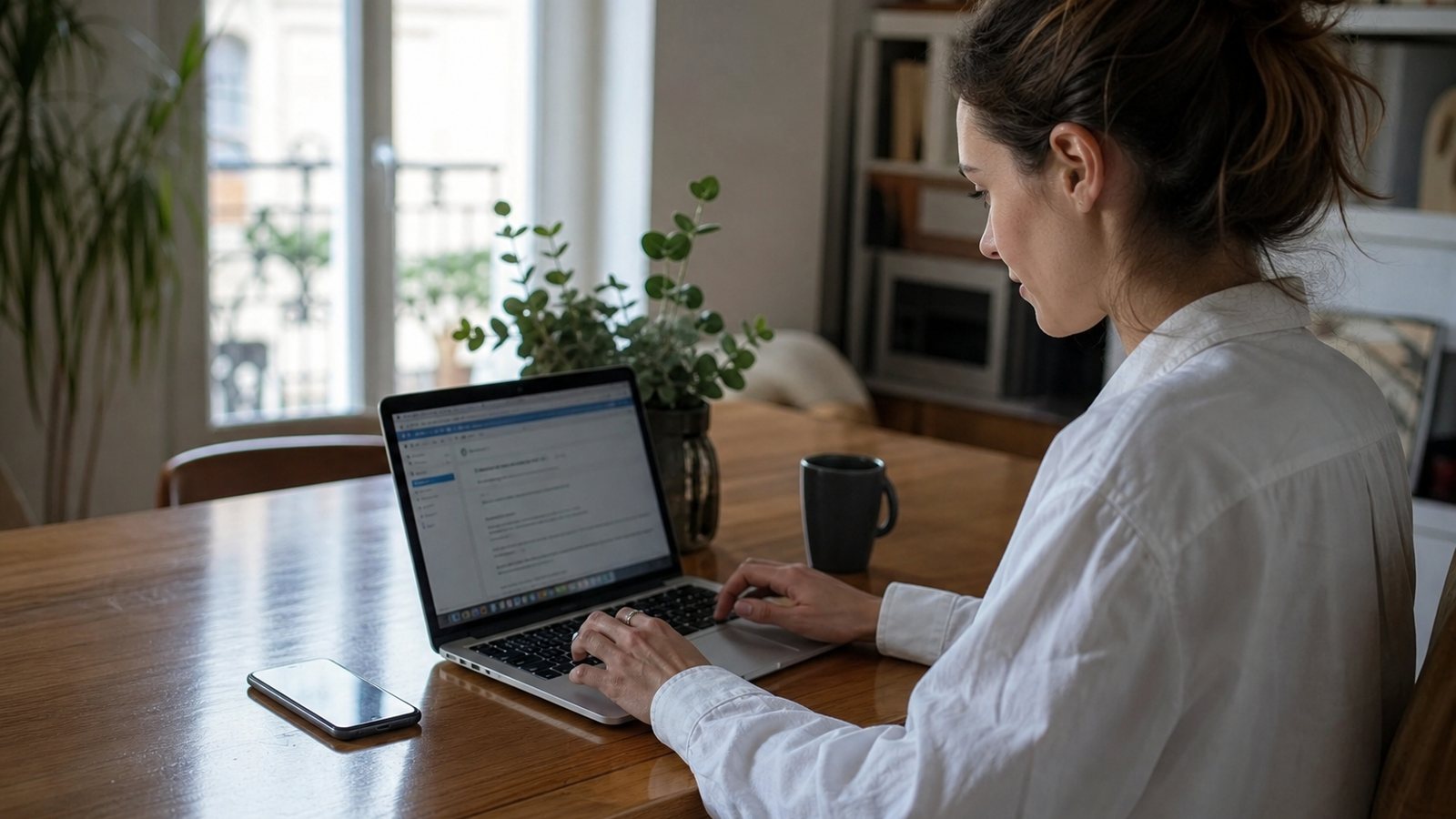 Bailleur préparant l'envoi d'une quittance de loyer en PDF depuis son ordinateur portable